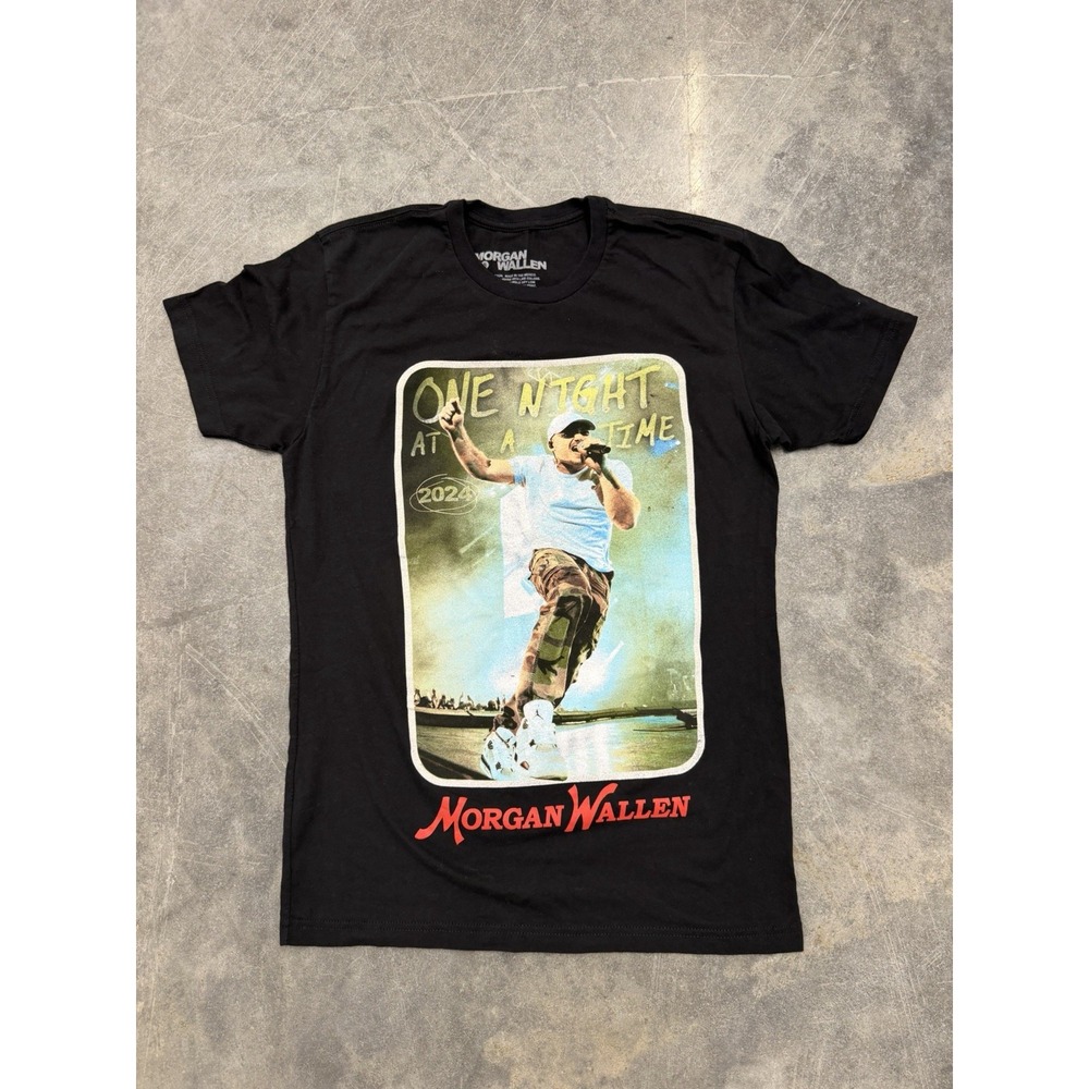 Morgan Wallen Shirt Mens Small Black 2024 One Night At A Time Tour Graphic Tee